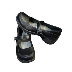 WOMENS BLACK LEATHER DANSKO MARY JANES SANDALS HEELS SHOES SIZE 40 USA 10-10.5M